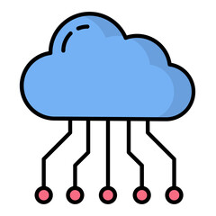 Cloud Computing Line Color Icon