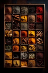 Obraz premium Still life with colorful spices. AI Generative Art.