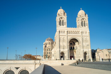 Marseille cathedral "Sainte-Marie-Majeure", known as La Major. The cathedral, located between the old district of Panier and the port of Joliette, exposes its marble and porphyry architecture.