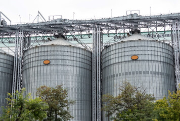 Large capacity modern elevator, grain processing and storage system.