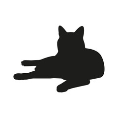 Cat silhouette illustration, lying lazy cat