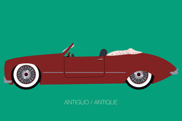 antique convertible classic car, cabriolet car side view