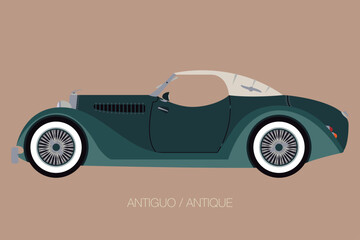 antique car, vector car icon, side view of car