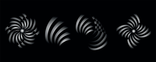 A set of 3D geometric shapes in Y2K style with a gentle gradient. Trendy geometric design elements inspired by brutalism. For posters, web designs.