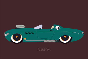 retro convertible car, spider vector car, cabriolet, flat design style