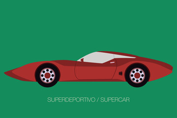 sport turbo car, side view,  flat design style