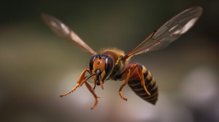 Hornet flying, wings flapping, high detail photo