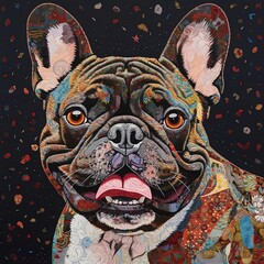 happy smiling french bulldog, collaborative artwork
