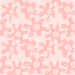 Cartoon summer seamless strawberry and scrambled eggs pattern for wrapping paper and fabrics and linens