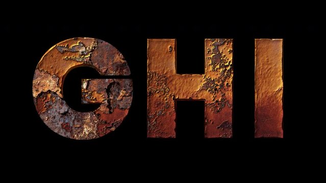 G,H,I - Letter Rusty Effect Animation, Alpha Channel