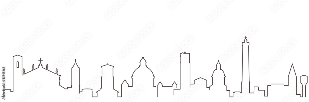 Wall mural Bologna Dark Line Simple Minimalist Skyline With White Background