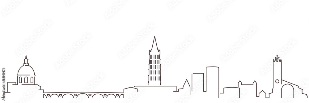 Wall mural toulouse dark line simple minimalist skyline with white background - Wall murals