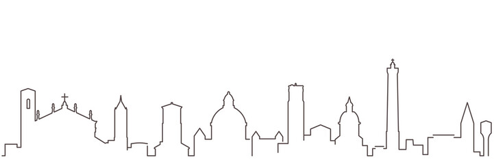 Bologna Dark Line Simple Minimalist Skyline With White Background © pabloprat
