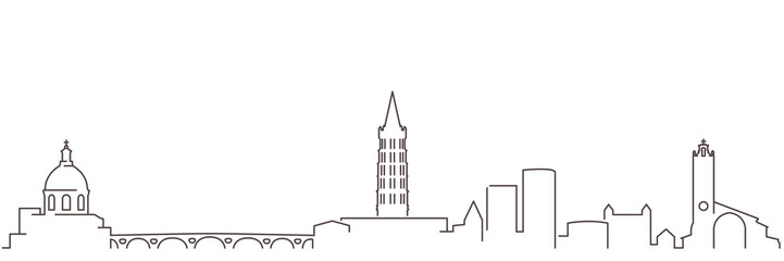 Toulouse Dark Line Simple Minimalist Skyline With White Background
