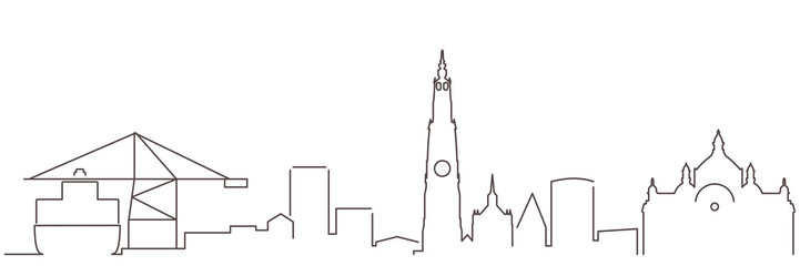 Antwerp Dark Line Simple Minimalist Skyline With White Background