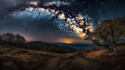 Landschaft Nacht Milchstraße Sterne