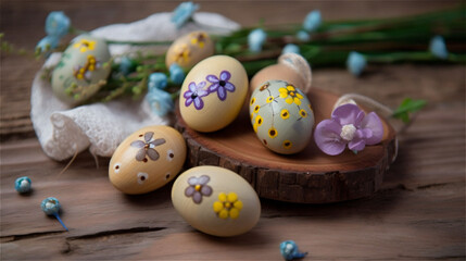 Obraz na płótnie Canvas Easter eggs in rustic style