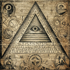 Fototapeta na wymiar New world order, illuminati symbolism. ai generated art