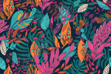 Playful modern tropical flower pattern