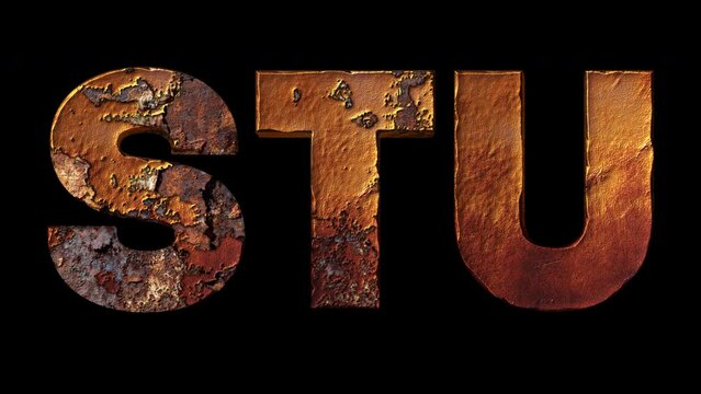 S,T,U - Letter Rusty Effect Animation, Alpha Channel