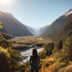 Fototapeta premium person on a mountain