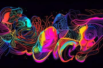 Dazzling neon kaleidoscope sketch postcard