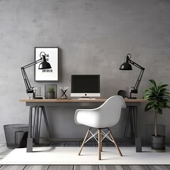 Minimalistic design office. Generative AI