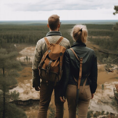 couple walking in the wilderness