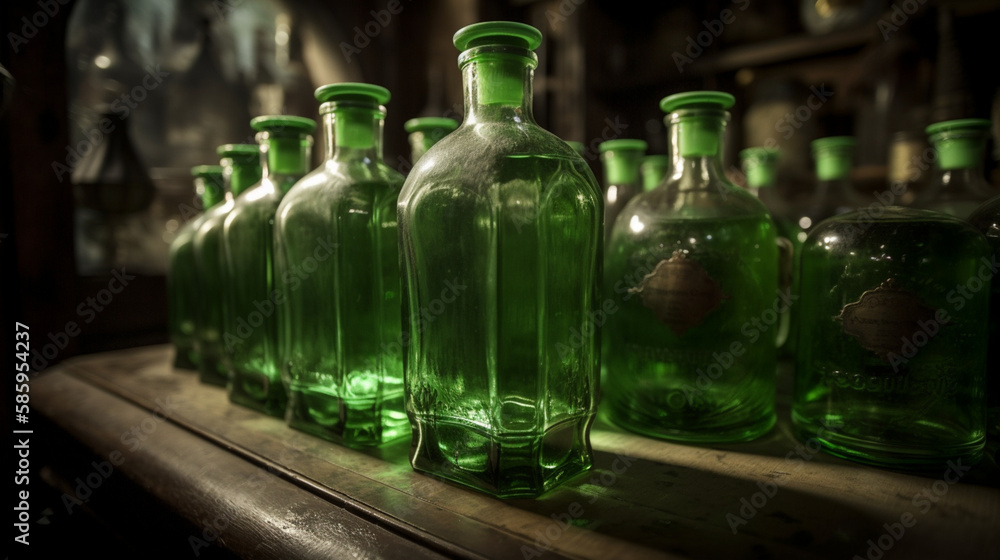 Canvas Prints Bottles of Absinthe at an Absinthe Still Generative AI