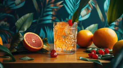 Tropical Paradise: A Vibrant Cocktail with Mango, Pineapple, and Passionfruit, AI Generative