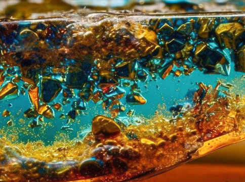 glass slag, microphotography (generative ai content)