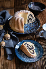 Yeast Bundt cake with poppy seeds filling