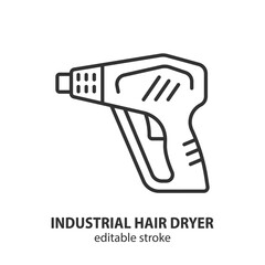 Industrial hair dryer line icon. Electric thermal hair dryer outline vector symbol. Editable stroke.