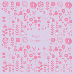 Cute plant and flower patterns. Set of vectors, Ideal for background decoration in modern Scandinavian design.