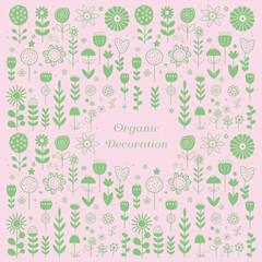 Cute plant and flower patterns. Set of vectors, Ideal for background decoration in modern Scandinavian design.