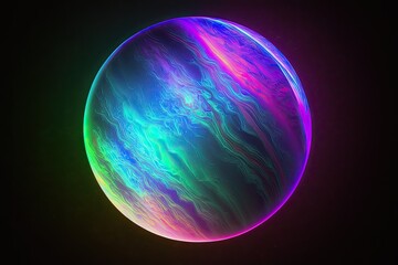 glowing planet on black background generative ai