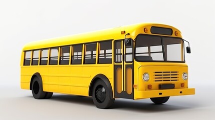Fototapeta na wymiar Cheerful Yellow Bus Cartoon on a Clean White Background - Generative AI