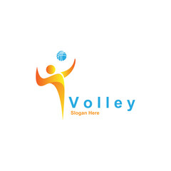 Man of volley ball logo concept vector.