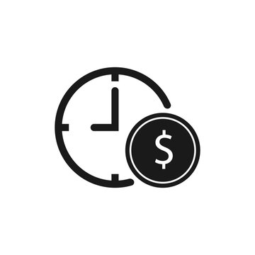 Click with coin icon. Time ia money symbol vector