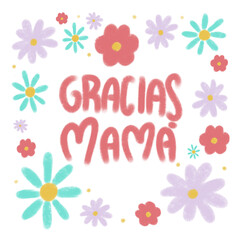 ilustración flores para mamá. Gracias mamá
