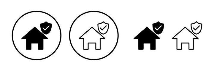 Home insurance icon vector. home shield protect logo