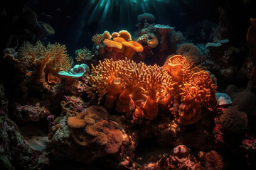 Naklejka na ściany i meble coral reef underwater. Generative Ai