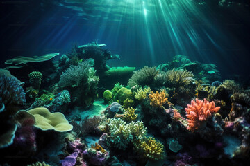 coral reef underwater. Generative Ai