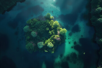 Fototapeta na wymiar coral reef from top view. Generative Ai