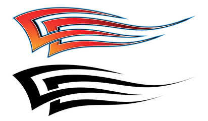 Obraz premium Racing car side sticker sports cars abstract tribal tattoo decoration. Eps 10 vector art image illustration. Side strip decal for car, auto, truck, boat, ship, suv, motorcycle.