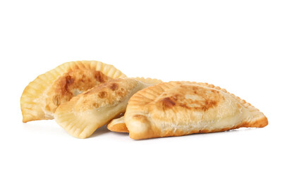 Delicious meat empanadas on white background