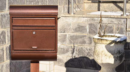 View of mailbox in city, closeup