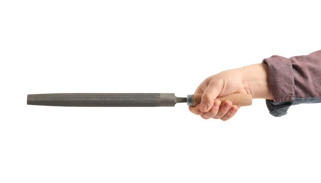 Worker with file on white background