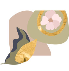 Modern abstract boho flower and moon illustration