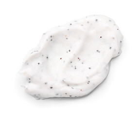 Sample of natural body scrub on white background